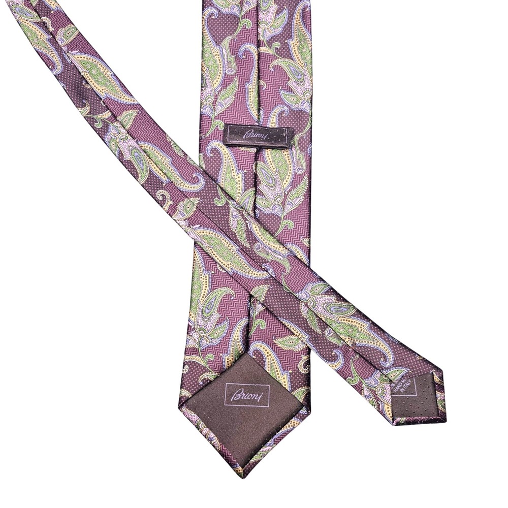 Rare Vintage‎ Brioni Tie Paisley Print Setta Silk Hand Made In Italy Necktie